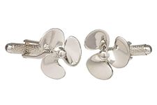 Silver Coloured Ships Propeller Cufflinks Presented in Onyx Art Gift Box(Size: One size)