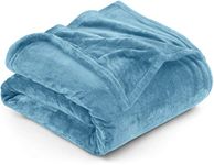 Utopia Bedding Fleece Blanket Queen Size [Washed Blue, 90x90 Inch] - 300 GSM Blankets with Anti-Static Microfiber - Lightweight, Fuzzy, Cozy Blanket for Bed, Couch and Sofa - Suitable for All Seasons