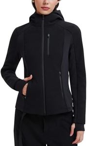 Mudere Women's Softshell Puffer Jacket with Hood, Lightweight Fleece Lined Warm Windbreaker, Waterproof Coat for Outdoor Hiking