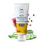 TNW-THE NATURAL WASH Sun Defence Sunscreen SPF 50 PA+++ - 50gm | Enriched With Jojoba Oil, Saffron & Cucumber Extract | UVA/UVB Protection & Balanced Skin | All Skin Type | Sunscreen For Men & Women