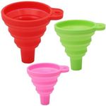 3PCS Silicone Collapsible Kitchen Funnel ，Small to Large Sizes for Easy Liquid Transfer Food Grade Silicone Collapsible Gadgets (Multicolor)