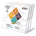 NIUBEE Acrylic Sign Holder 8.5x11 Inches 3 Pack Landscape, Slant Back Clear Paper Frames, Plastic Flyer Display Holder, Document Menu Table Stand for Office, Store, Restaurant -Horizontal