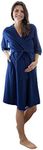 Baby Be Mine Maternity Labor Delivery Nursing Robe Hospital Bag Must Have (S/M pre Pregnancy 4-10, Navy Blue)