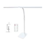 Double Head LED Desk Lamp with Remote Control - Eye Caring Desk Light for Home Dorm Office 24W Brightest Office Lamp for Workbench Architect Reading with Anti-Glare Cover, Timer