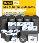 Adhesive Magnets for Crafts 90 Pack Round and Squares with Adhesive Backing high-Strength and Non-Adhesive, Versatile Magnets Perfect for Home, Office and DIY Projects