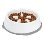 IRIS USA 4 Cups Slow Feeder Dog Bowl, Anti-Choking, Anti-Slip, Easy to Clean, Interactive Puzzle Toy, Healthy Digestion, Long snouted, Dogs Cats & Other Pets, BPA, PVC, Phthalate Free, White/Gray