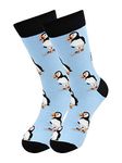 Real Sic Fun Socks for Men and Women - Cozy Cotton Dress Socks with Colorful Designs - Casual, Exotic Zoo Animal Patterned, Puffin, One Size