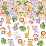 40Pcs Edible Jungle Safari Animal Theme Cupcake Toppers Wafer Paper Jungle Safari Animal Cupcake Toppers Dessert Muffin Cake Picks Cake Decoration for Baby Shower or Birthday Party Decoration