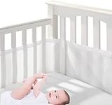 HB.YE Baby Mesh Cot Bed Bumper,Adjustable Anti-Bumper for Bedroom Crib Rail Cover Protection Fresh Breathing Bedding All Season,2Pcs Cot Liner Set (White)