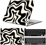 Miwasion Compatible with MacBook pro 13 inch Case,2020-2016(A2338 M1 A2159 A2251 A2289 A1989 A1706) with Touch ID and 2 Pack Keyboard Protectors,Laptop Hard Shell(Black Wave Wavy)