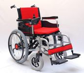 MIOOX Heavy Duty Wheelchair | Load Capacity 130 to 150 Kg | Seat Size 50 CM | Heavy Patient Electric Wheelchair Durable & Long Lasting (Red)(12 volt 12 AH Lithium Ion Battery)