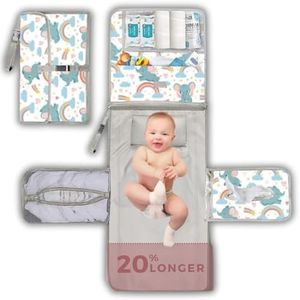 Cambiador Bebe Portatil XL - Cambiador Bebe Impermeable - Regalo Bebe Recien Nacido - Accesorios bebe - Colchoneta Cambiador Bebe con bolsillos - Bolso Carro Bebe - Cambiador portatil Bebe