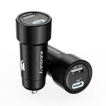 Ambrane 51W Fast Charging Car Charger, Dual Output 33W Type C PD + 18W USB Car Adapter, Quick Charge Car Plug for iPhone, Android, Tablets & More, High-Speed Compact Car Power Charger (Black, C51)