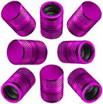 Tire Valve Stem Caps for Car Tires Air Caps Cover 8 Pack Corrosion Resistant Premium Alloy Leak-Proof Universal for SUV Truck Motorcycle Bike Purple