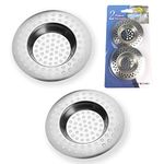 Rubigo Kitchen Sink Strainer Plug Stainless Steel Hole Cover, Bathtub/Shower Drain Cover Hair Catcher Sink Stopper Drain Filter for Kitchen/Bathroom 7.7cm Diameter (90 Hole) 2pk