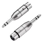 Tisino XLR to Jack TRS Adapter, Balanced Female XLR to Quarter Inch 6.35mm Male Adapters - 2 Pack