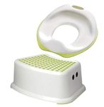 Ikea Tossig 102.727.88 Unisex Toddler Toilet Training Seat Bundled with Forsiktig 602.484.18 Step Stool Seat White and Green