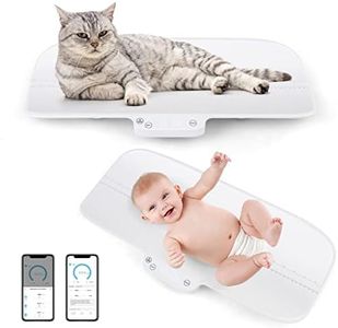 BABY JOY Baby Scale, Pet Scale w/Smart APP Control, Digital LED Display, 4 Weighing Modes, Curved Tray, Height Track, Anti-Slip Foot Pads, Weighing Scale for Newborn Infant Cat Puppy, Max Weight 30KG