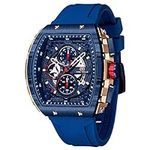MF MINI FOCUS Men's Watch Fashion Tonneau Wrist Watches (Chronograph/Waterproof/Luminous/Calendar) Silicon Strap Quartz Watch for Men…