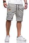 JMIERR Mens Shorts Casual Cotton Drawstring Workout Shorts Summer Relaxed fit Stretch Golf Shorts Men's Twill Chino Beach Shorts for Men Short Homme with Elastic Waist and Pockets CA 36(L) A Grey