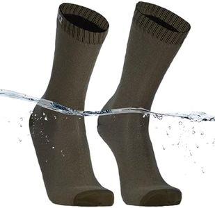 DexShell Waterproof Mudproof All Weather Cycling Biking Bamboo Rayon Inner Socks Ultra Thin Crew, Olive Green, Unisex Large