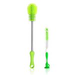 Bottle Brush Dishwashing Cleaning Brush Set, Bottle Scrubbing Silicone Kitchen Cleaner for Washing Glass, Baby Bottles, Mugs, Beer Wine Narrow Neck Water Sport Bottles, Long Handle