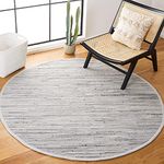 Safavieh RAR121A-4R Rag Rug Collection Hand Woven Grey Cotton Round Area Rug, 4-Feet in Diameter