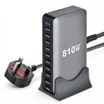 Puiseno 10 in 1 & 810W USB C Fast Charger GaN USB Charging Station Hub PD140W 100W/QC30W (5C+5A) MultiPort Laptop Charger Block Compatible with MacBook Pro/Air, i-Pad, iPh0ne, Galaxy S25 usw