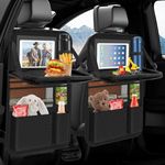 Oneyus Car Seat Organiser, 2 Pack Car Organiser Large Car Organiser Back Seat for Kids Multifunctional Waterproof Car Back Seat Organiser with Folding Table, Tablet Pockets and Many Pockets