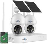 Hiseeu Solar Security Camera Outdoor,4MP Cameras,Wireless Home Security Cameras System,Color Night Vision,Solar-Powered, 2.4G/5G WiFi, 360° Pan & Tilt,500GB HDD,No Subscription