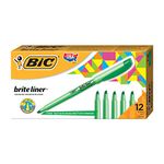 BIC Brite Liner Highlighter, Chisel Tip, Green, 12 Highlighters