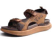 KuaiLu Womens Orthopedic Walking Sandals Recovery Sport Outdoor Hiking Water Sandles Thick Athletic Cushion Adjustable Strap Sandals with Comfortable Plantar Fasciitis Arch Support, Brown Khaki, 8.5