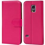 Verco Wallet Case for Samsung Galaxy S5 Book Cover with Magnetic Closure compatible with Samsung Galaxy S5 Neo Flip Case with Card Slots Faux Leather - Pink