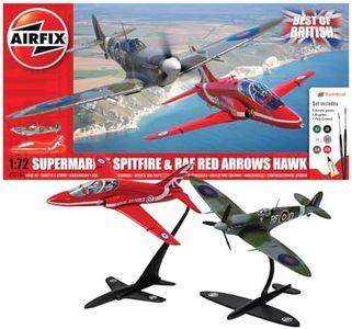 Airfix 1:72 Scale Supermarine Spitfire and RAF Red Arrows Hawk Aircraft Model Kit