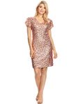 ANNA-KACI Womens Sexy Short Sleeve Sequin Bodycon Mini Cocktail Party Club Dress, Rose Gold, Large