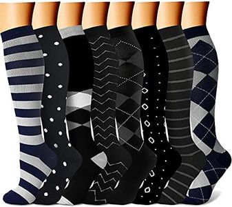 CHARMKING Compression Socks for Women & Men (8 Pairs) 15-20 mmHg Graduated Copper Support Socks are Best for Pregnant, Nurses Boost Performance, Circulation, Knee High & Wide Calf (L/XL, Multi 18)