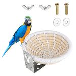 Bird Cage Nest Parrot Nest Bed Cotton Hemp Rope Weave Bird Breeding Nest Small Bird Cage Nest Hatching Nesting Box with Flannel for Budgies, Parakeets, Cockatiels, Parakeets, Canaries, Finches(14cm)