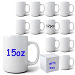 MYSUB 15oz Sublimation Mugs/Cups Ceramic Blank Coffee Mug/White Cup - Sublimation Blank - White - 12 Pack (12pc White)