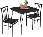 Best Choice Products 3-Piece Dining Set Modern Dining Table Set, Metal and Wood Square Dining Table for Kitchen, Dining Room, Dinette, Breakfast Nook w/ 2 Chairs - Black