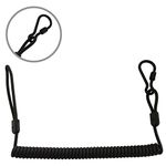 Koiled Military-Grade Braided Kevlar Cord Lanyard - Heavy-Duty Carabiner Clip & Paracord Loop, 265lb/120kg Breaking Strength - Security Belt Tether Strap For Weapons, Guns, Keys, Tactical Gear - Black