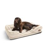 Silentnight Orthopaedic Dog Bed - Cosy Comfortable Pet Bed with Ergonomic Foam Body & Head Support - Super Soft & Sturdy Woven Removable Washable Cover, Non-Slip Base, Medium 59x80cm, Natural