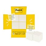 Post-it Transparent Sticky Notes, 3x3 in, 12 Pads/Pack, 36 Sheets/Pad, Sticks Securely and Removes Cleanly