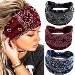 GORTIN Extra Wide Headbands for Women Boho Knotted Turban Head Wraps Stretchy African Head Band Motorcycle Headband Hair Accessories for Women Pack of 3