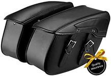 KEMIMOTO Synthetic Leather Motorcycle Saddlebag for Street Glide Electra Glide Touring Model, Universal 34L, Black