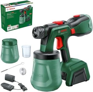 Bosch AdvancedSpray 18V-500 Battery Paint Spray System (for Emulsion/Latex Paints, Glazes and Varnishes; 3 m²/min; 2 x 1200 ml Cups; 4Ah Battery and Charger)