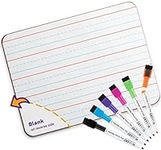 Quality Ruled Dry Erase Lapboard – Double-Sided Magnetic Whiteboard with Lines and Blank Surface for Kids Learning, Math, Writing – Student, Teacher, Homeschool Supplies – 6 Magnetic Markers (9x12")