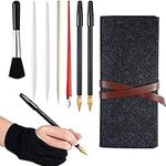 Scratch Painting Art Tool, 9 Pieces Scratching Drawing Tool Set, Including Artist Glove, Tool Bag, Scratch Coloring Pens, Plastic and Wooden Stylus, Scraper, Clean Brush