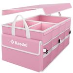 K KNODEL Car Trunk Organizer with Lid, Collapsible Car Trunk Storage Organizer, Car Organizer and Storage for SUV, Truck, Sedan (Medium, Pink)