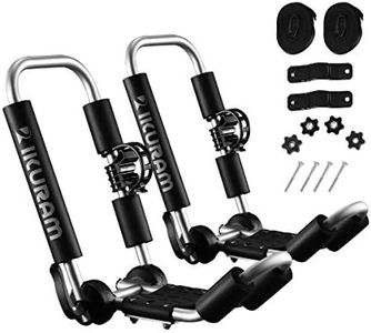 IKURAM R Kayak/Surf/Ski Roof Carrier Rack of J-Style Folding Universal Field & Stream 3-in-1 Multifunction for Canoe, SUP, Kayaks, Surfboard and Ski Board Rooftop Mount on SUV, Car and Truck