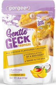 Gargeer 4oz Gecko Calcium without Vitamin D3, Phosphorus-free, Ultrafine Powder. Ready to Use Supplement for Geckos & Fruit-Eating Reptiles. Flavored with Real Organic Tropical Fruits. Made in the USA